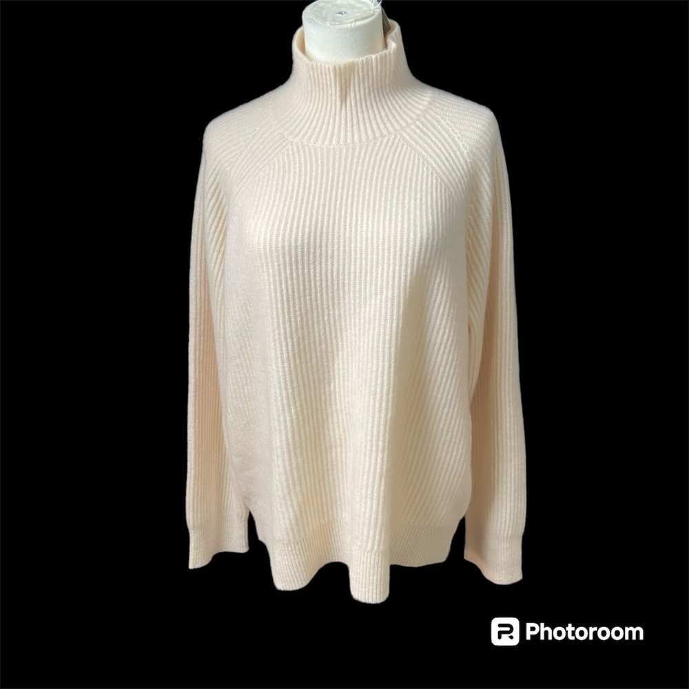 J.Crew Women's Cashmere Sweater Large Ribbed Turtleneck BV346 Soft Luxe